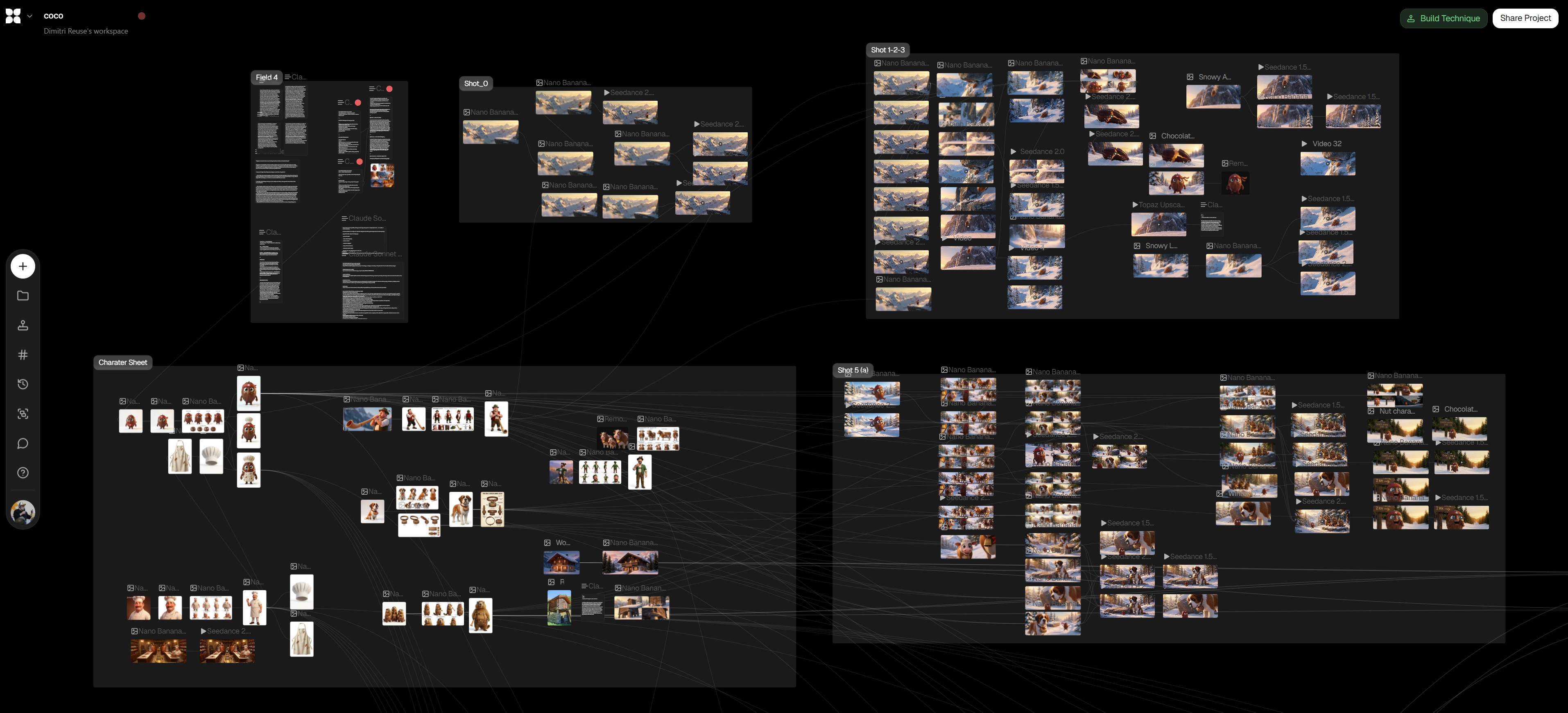 Flora.ai node graph — Cocoa Avalanche pipeline